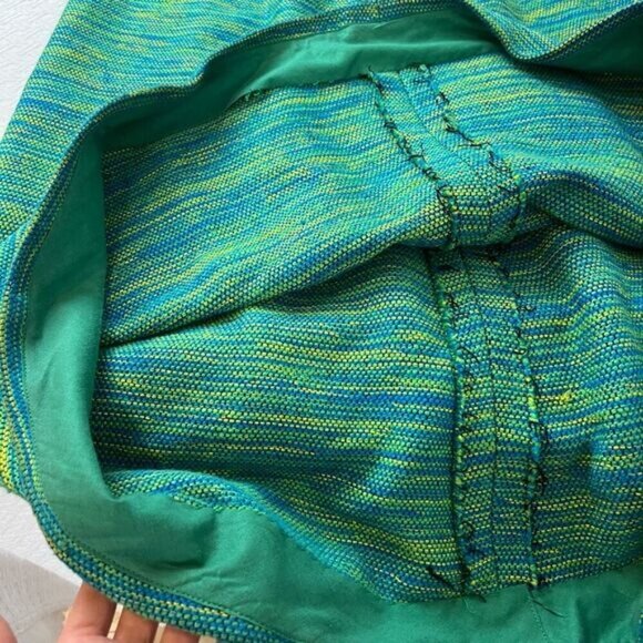 Vintage Handmade M / L Green Turquoise Bleu Long Thick 60s 70s Retro Maxi Skirt - Picture 9 of 15